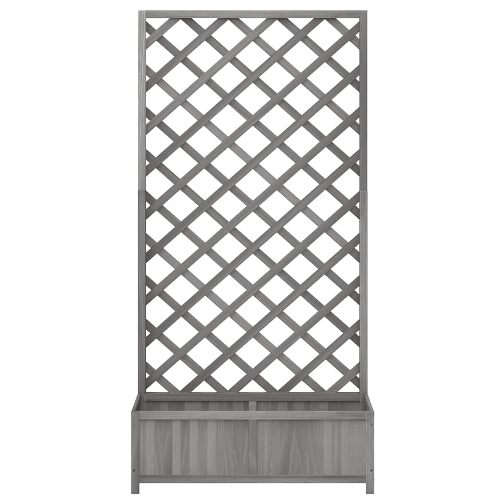 plantekasse med espalier grå 90x35x180 cm massivt grantræ