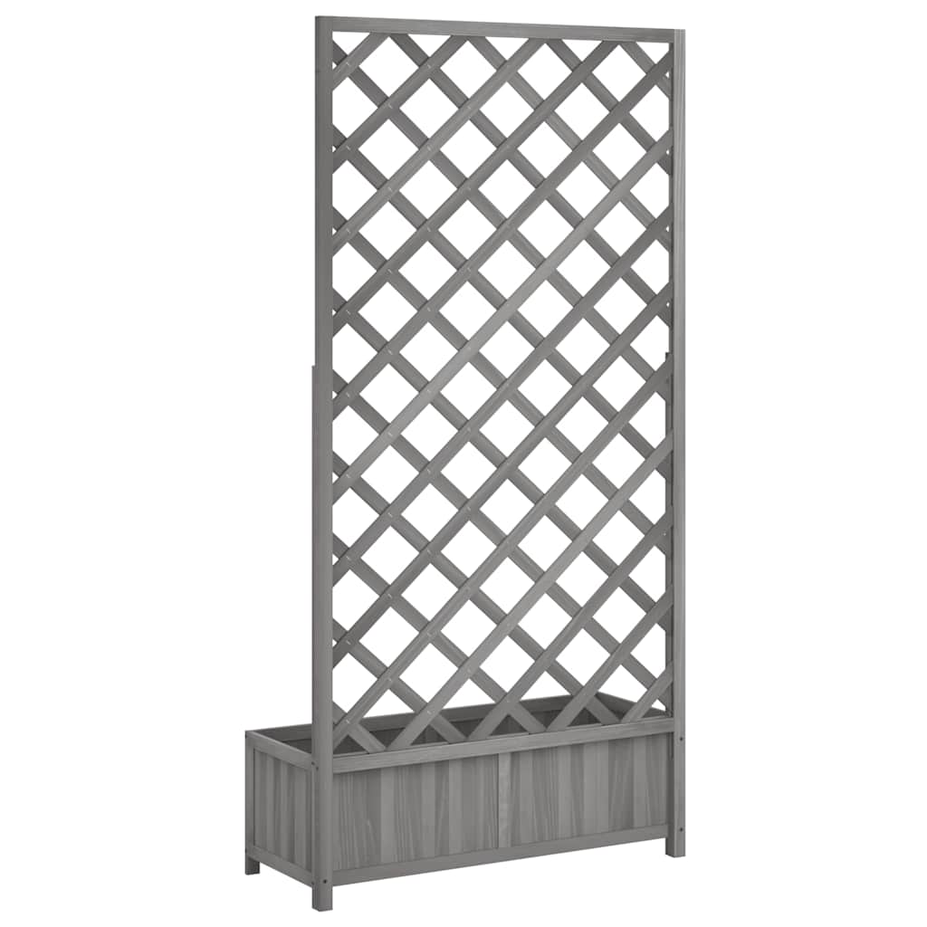 plantekasse med espalier grå 90x35x180 cm massivt grantræ