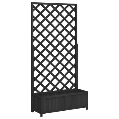 plantekasse med espalier sort 90x35x180 cm massivt grantræ