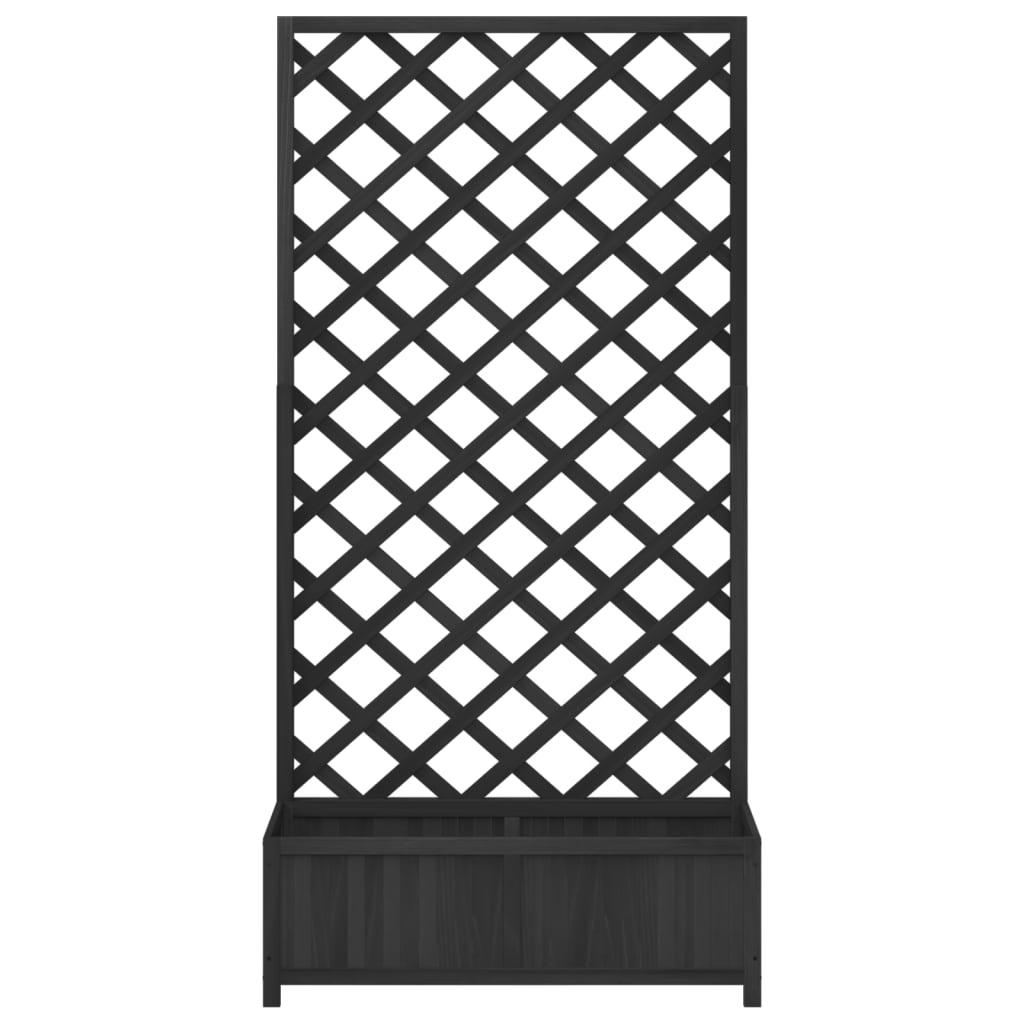 plantekasse med espalier sort 90x35x180 cm massivt grantræ