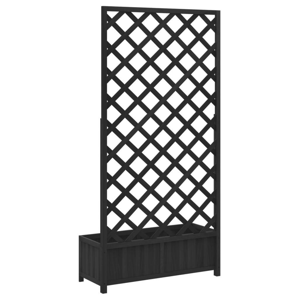 plantekasse med espalier sort 90x35x180 cm massivt grantræ