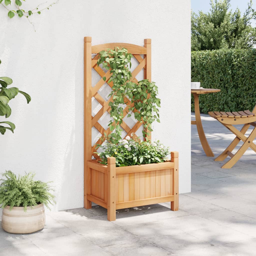 plantekasse med espalier brun 40x30x90 cm massivt grantræ