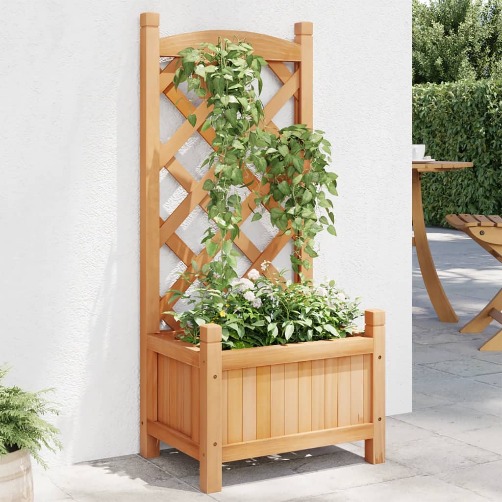 plantekasse med espalier brun 40x30x90 cm massivt grantræ