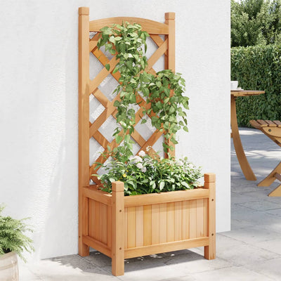 plantekasse med espalier brun 40x30x90 cm massivt grantræ