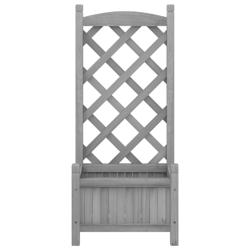 plantekasse med espalier grå 40x30x90 cm massivt grantræ