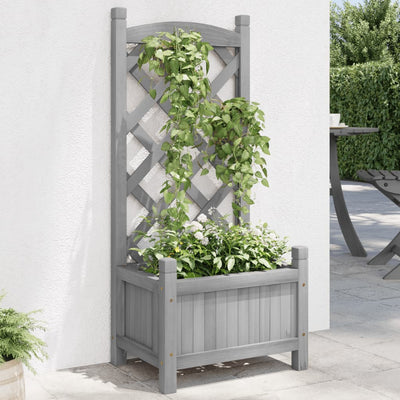 plantekasse med espalier grå 40x30x90 cm massivt grantræ