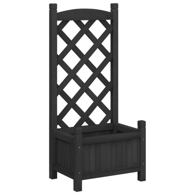 plantekasse med espalier sort 40x30x90 cm massivt grantræ