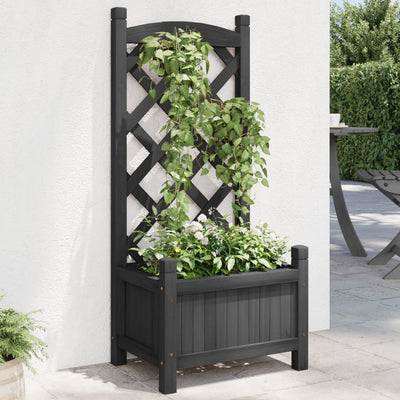 plantekasse med espalier sort 40x30x90 cm massivt grantræ