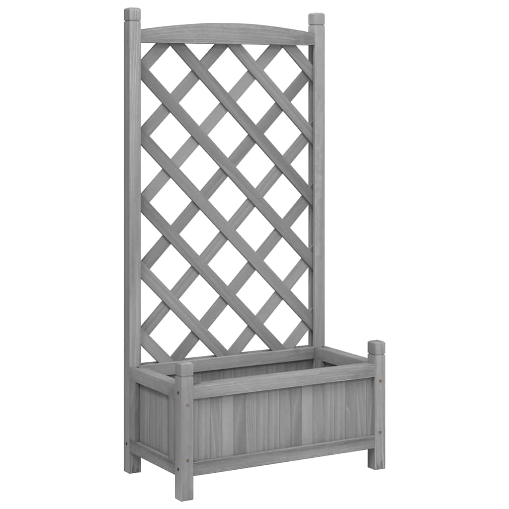 plantekasse med espalier grå 55x29,5x110 cm massivt grantræ