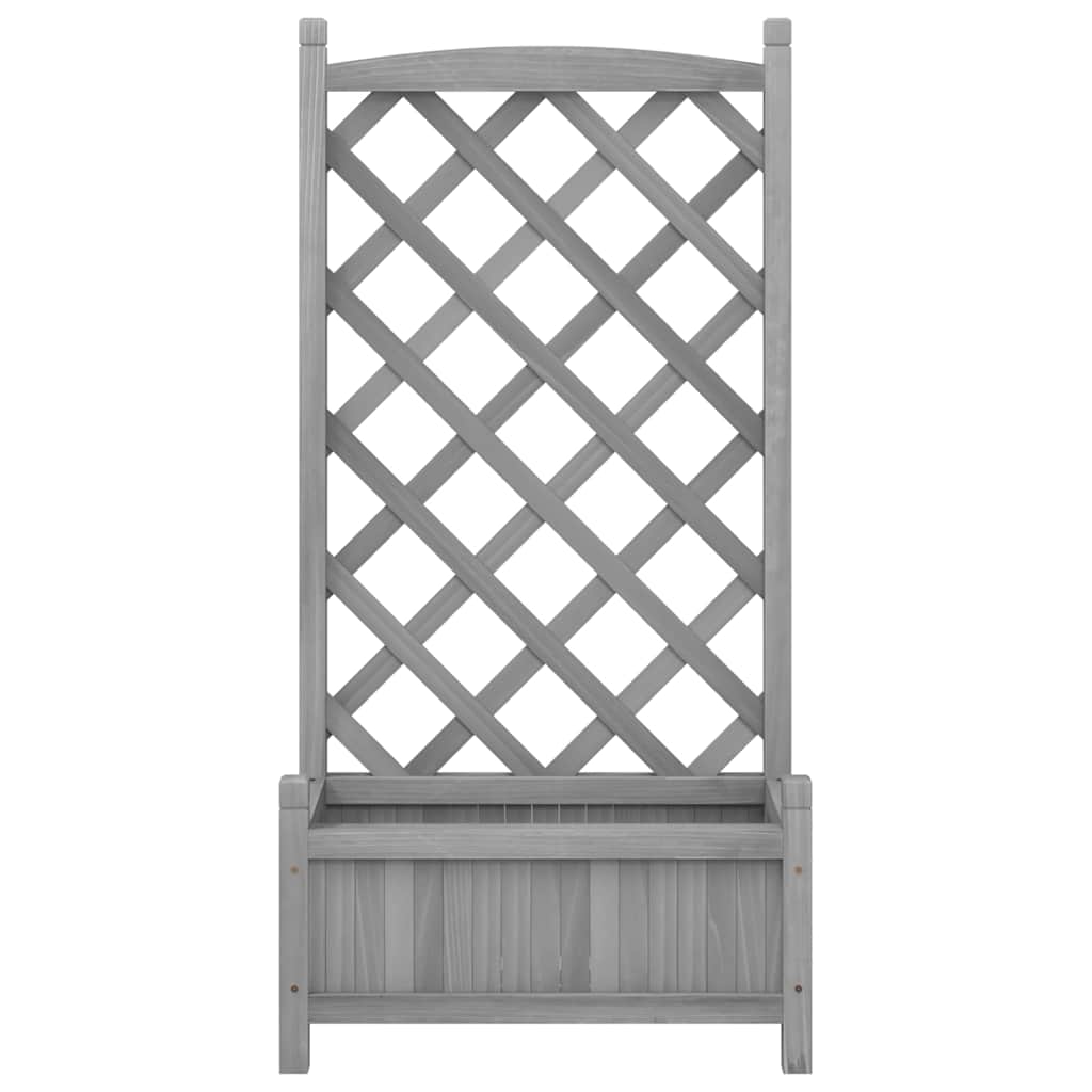 plantekasse med espalier grå 55x29,5x110 cm massivt grantræ