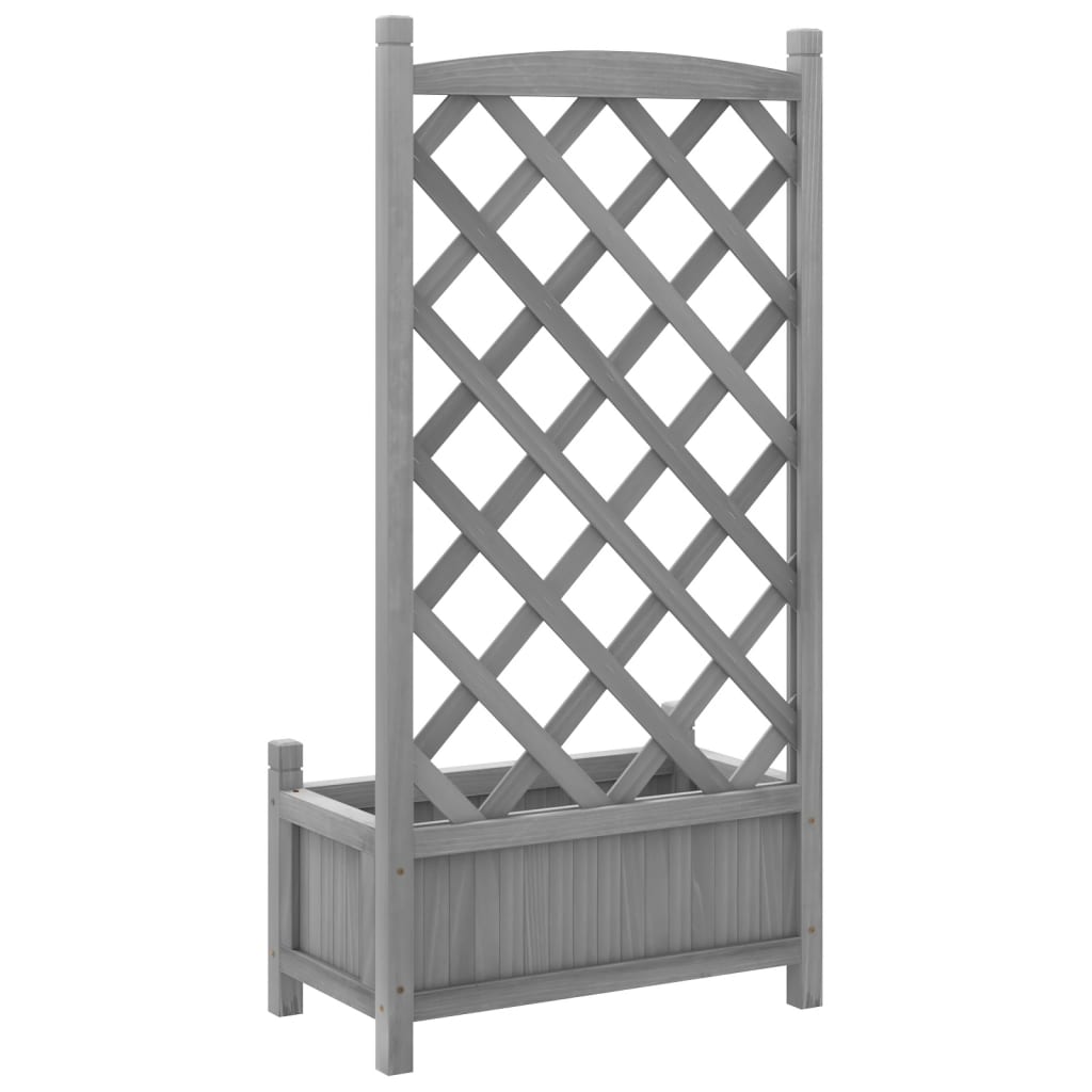 plantekasse med espalier grå 55x29,5x110 cm massivt grantræ