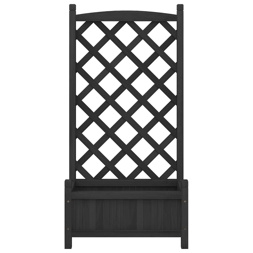 plantekasse med espalier sort 55x29,5x110 cm massivt grantræ