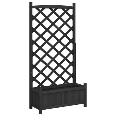 plantekasse med espalier sort 75 x 35 x 150 cm massivt grantræ