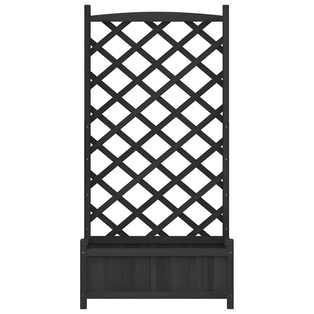 plantekasse med espalier sort 75 x 35 x 150 cm massivt grantræ