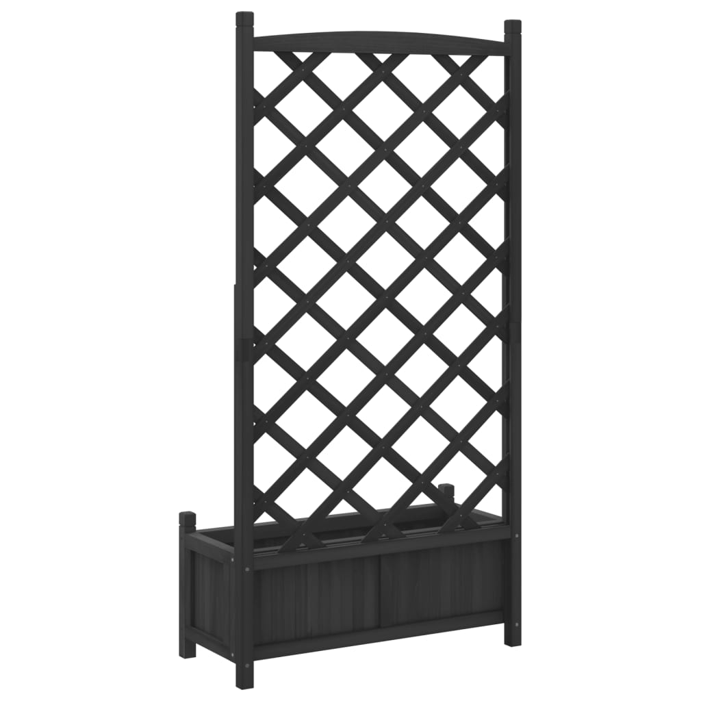 plantekasse med espalier sort 75 x 35 x 150 cm massivt grantræ