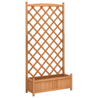 plantekasse med espalier brun 90x35x180 cm massivt grantræ