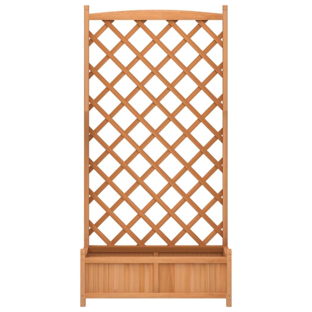 plantekasse med espalier brun 90x35x180 cm massivt grantræ