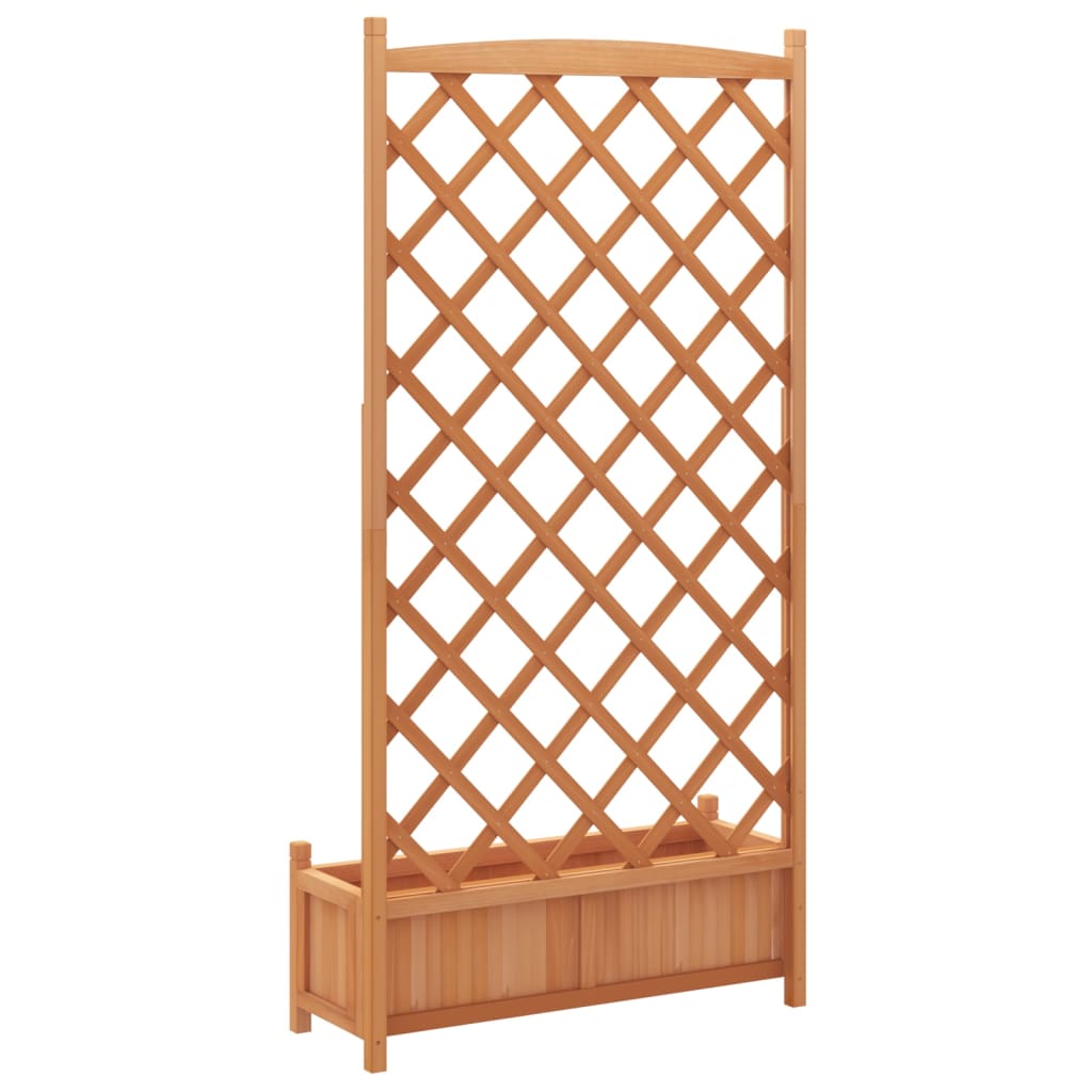 plantekasse med espalier brun 90x35x180 cm massivt grantræ