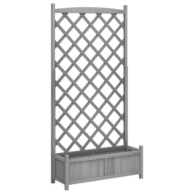 plantekasse med espalier grå 90x35x180 cm massivt grantræ