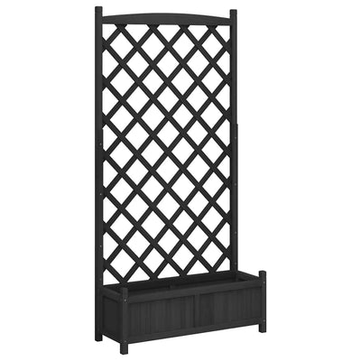 plantekasse med espalier sort 90x35x180 cm massivt grantræ