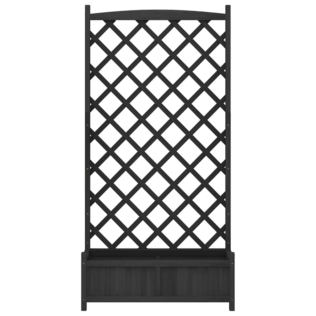 plantekasse med espalier sort 90x35x180 cm massivt grantræ
