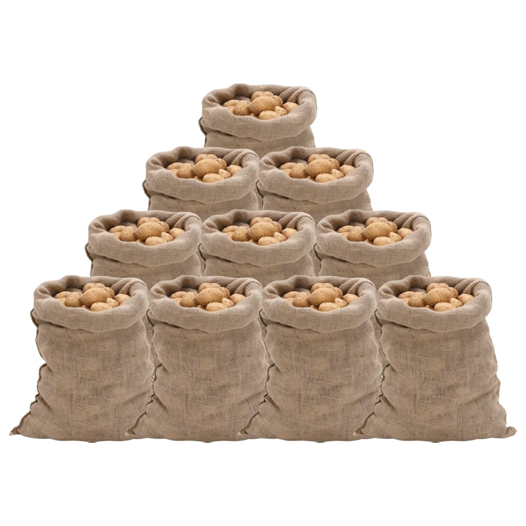 jutesække 10 stk. 60x105 cm 100 % jute 220 g/m2