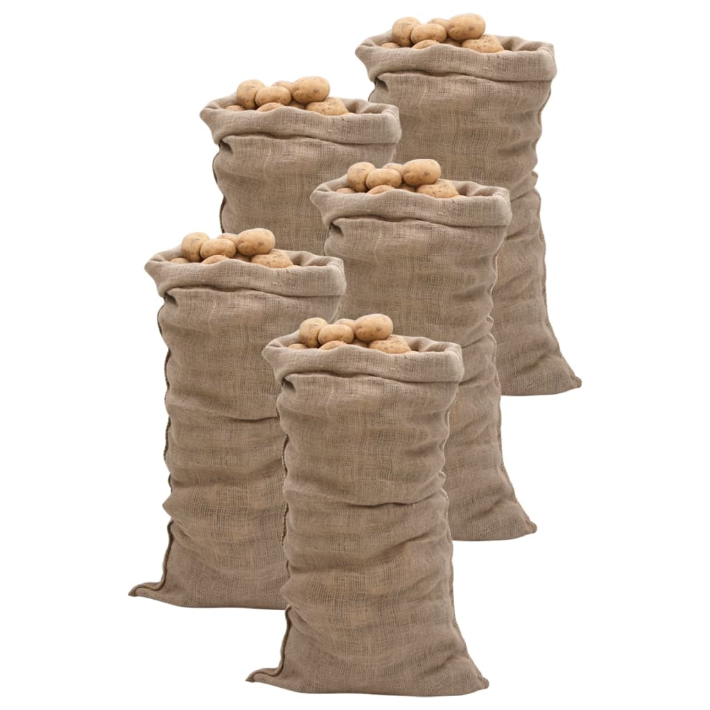 jutesække 5 stk. 65x135 cm 100 % jute 220 g/m2