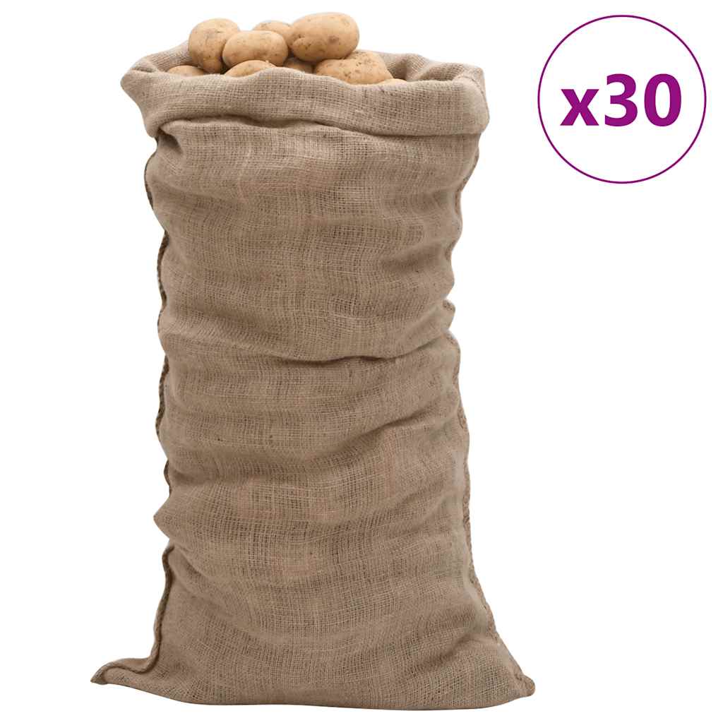 jutesække 30 stk. 65x135 cm 100 % jute 220 g/m2