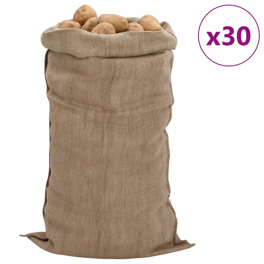jutesække 30 stk. 65x135 cm 100 % jute 340 g/m2