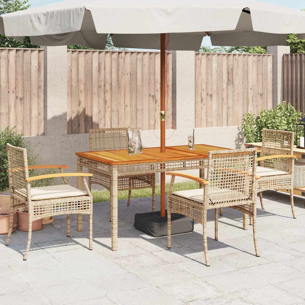 havestole 4 stk. med hynder polyrattan og akacietræ beige