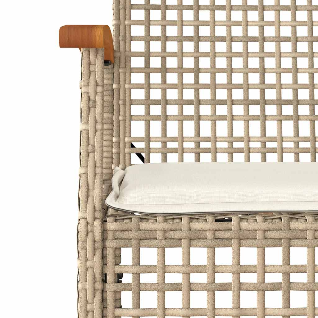havestole 4 stk. med hynder polyrattan og akacietræ beige