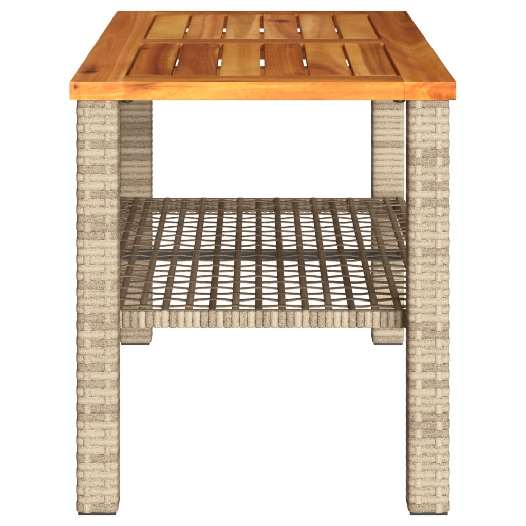 havebord 70x38x42 cm polyrattan og akacietræ beige