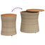 haveborde 2 stk. med træplade polyrattan beige