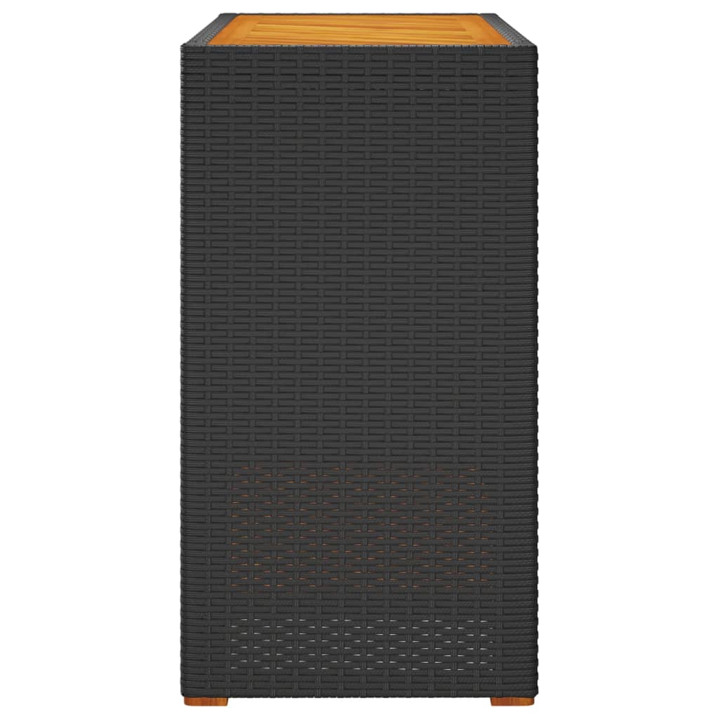 havebord med trætop 100x40x75 cm polyrattan sort