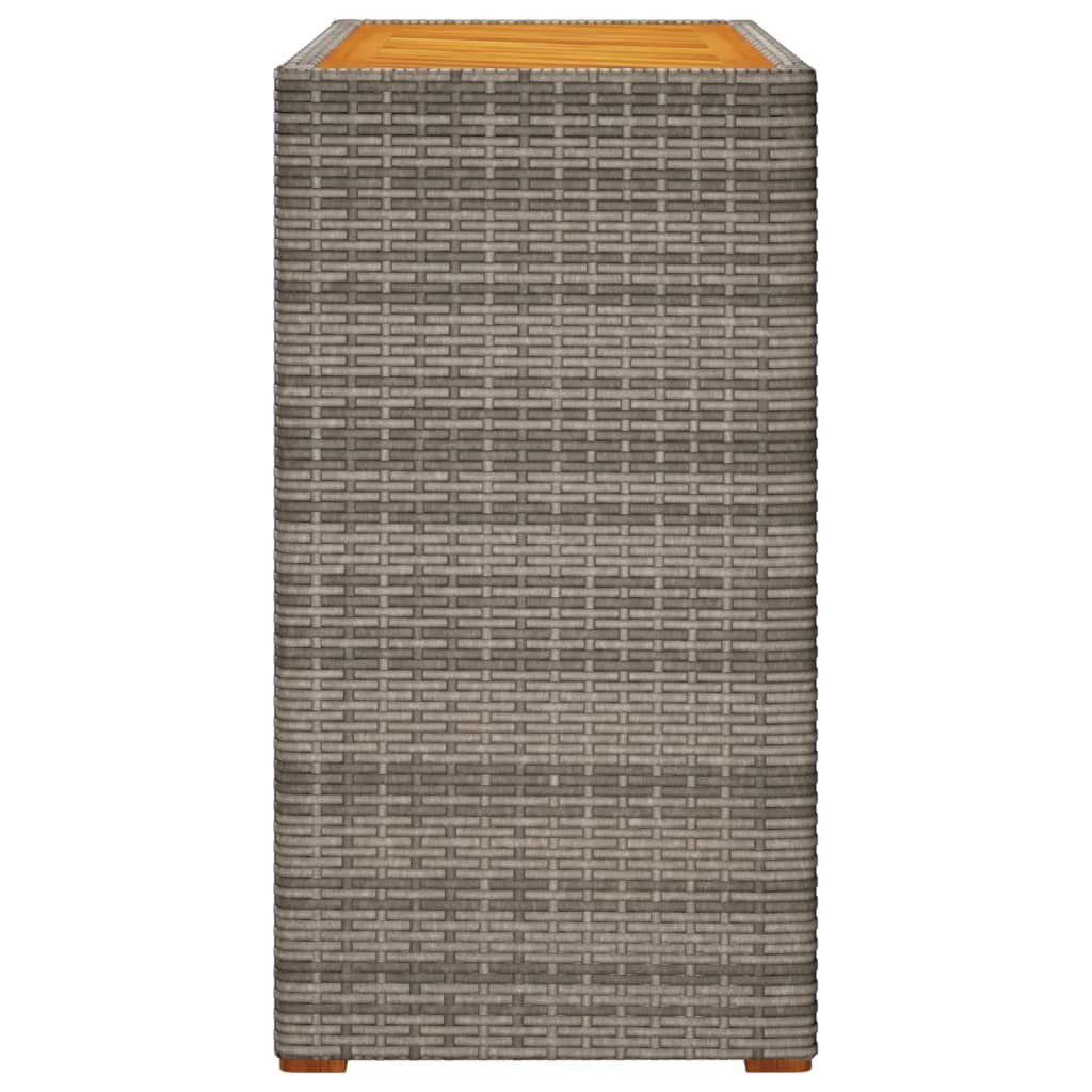 havebord med trætop 100x40x75 cm polyrattan grå