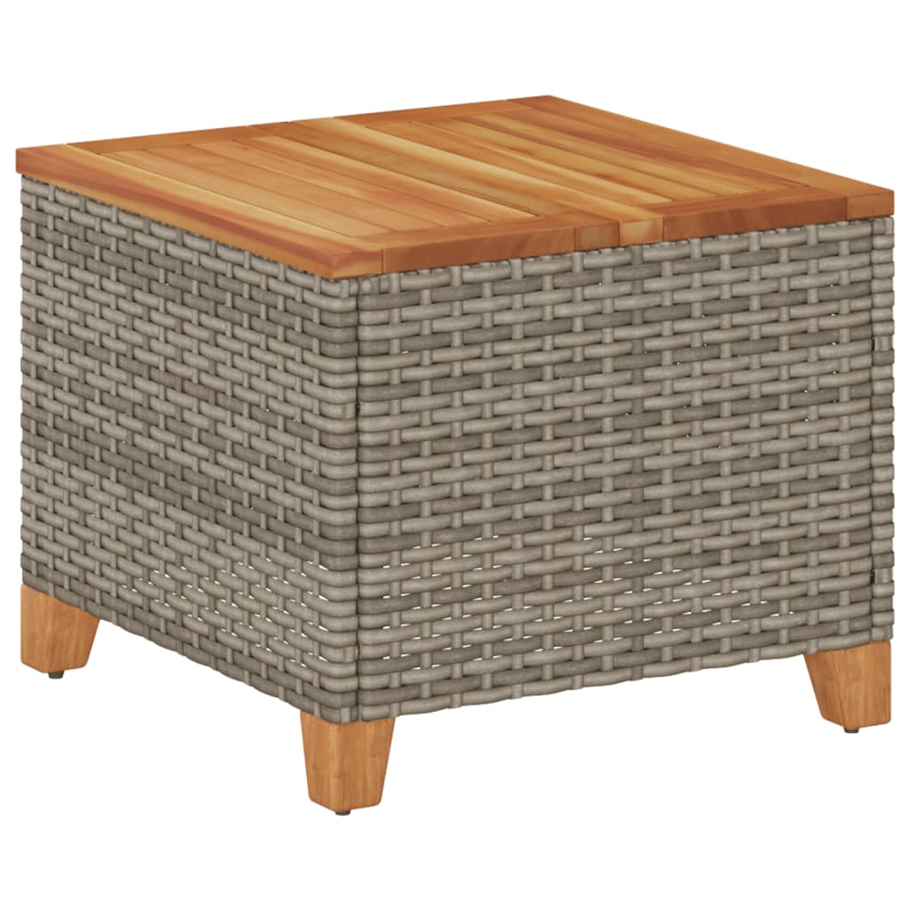 havebord 45x45x37 cm polyrattan og akacietræ grå