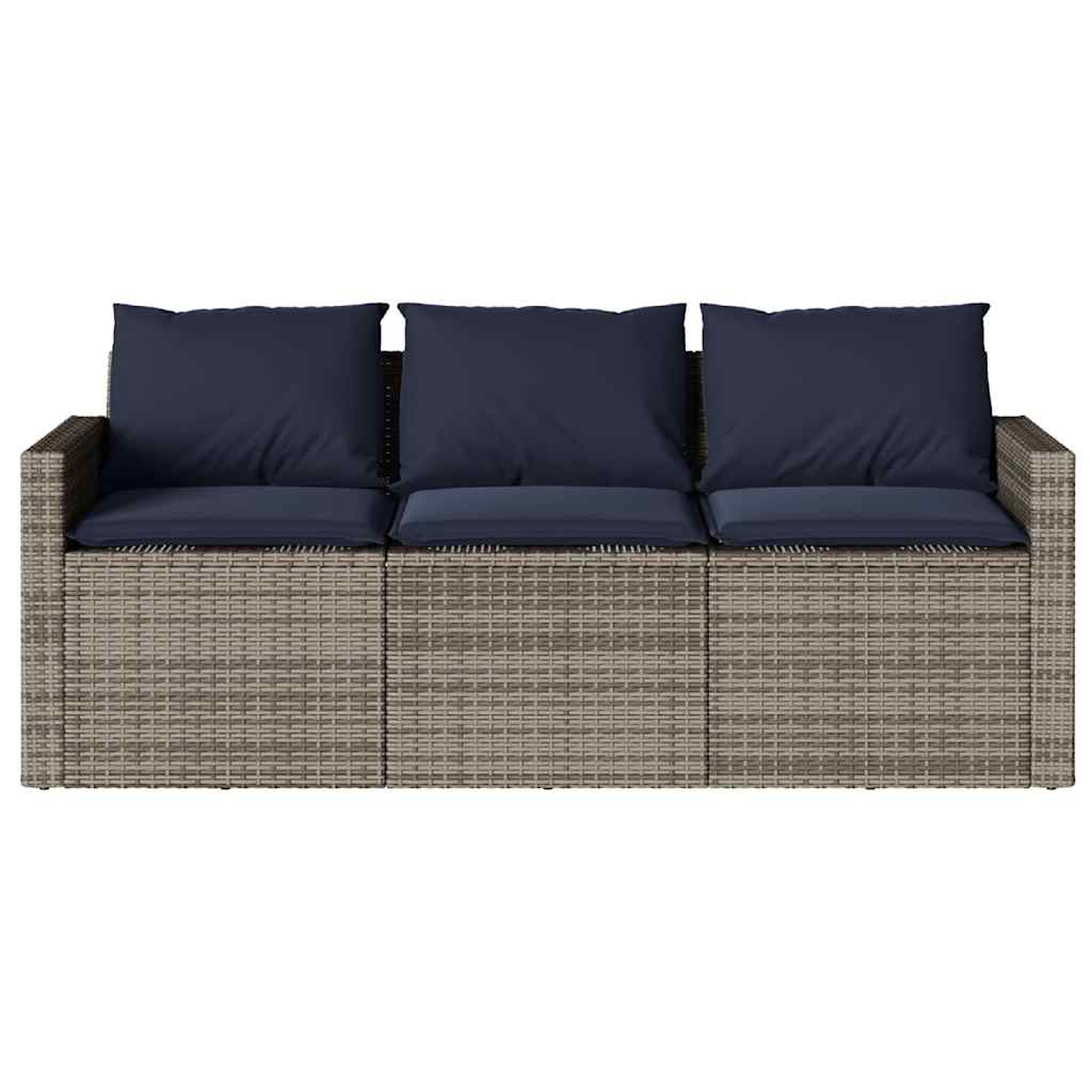 spisebordssæt til haven 2 dele med hynder polyrattan grå