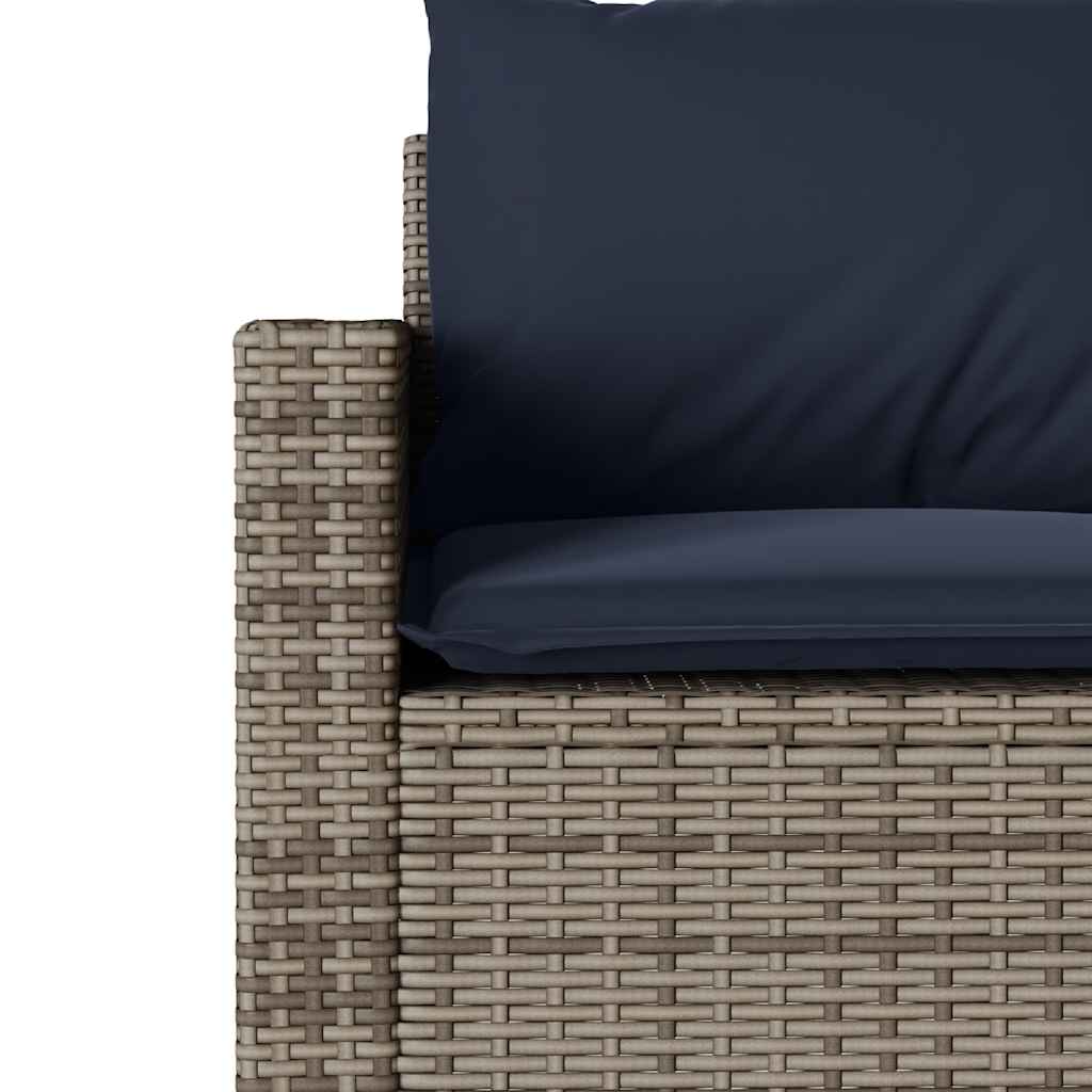 spisebordssæt til haven 2 dele med hynder polyrattan grå