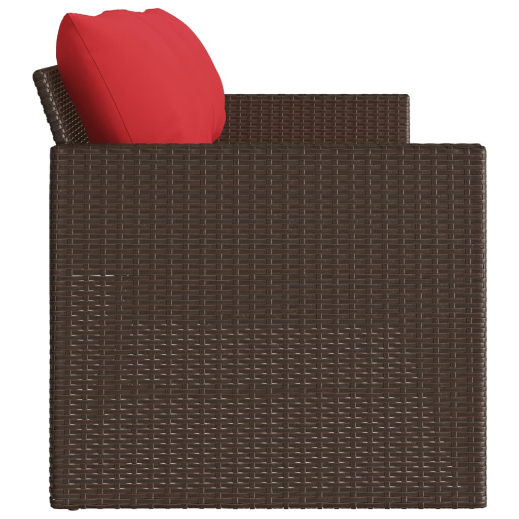 3-personers havesofa med hynder polyrattan brun
