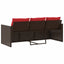 3-personers havesofa med hynder polyrattan brun