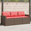 3-personers havesofa med hynder polyrattan brun
