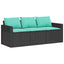 3-personers havesofa med hynder polyrattan sort