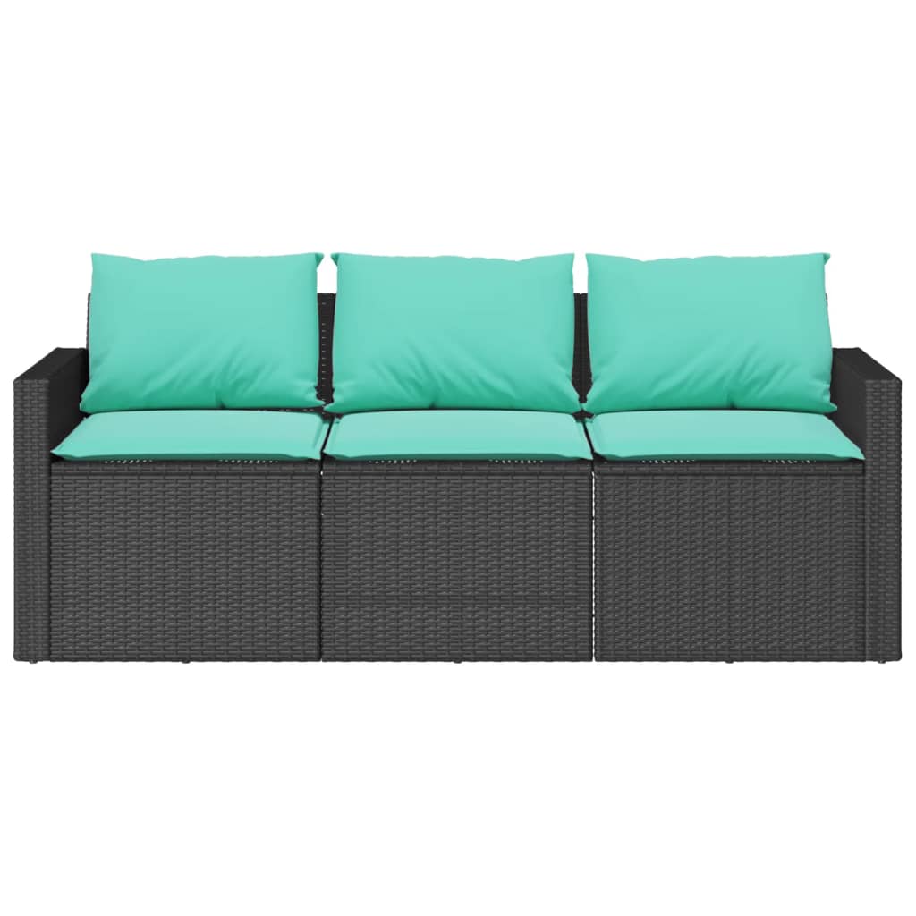 3-personers havesofa med hynder polyrattan sort