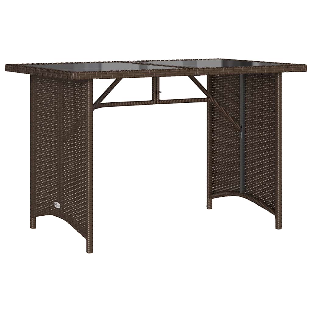 havebord med glastop 110x68x70 cm polyrattan brun