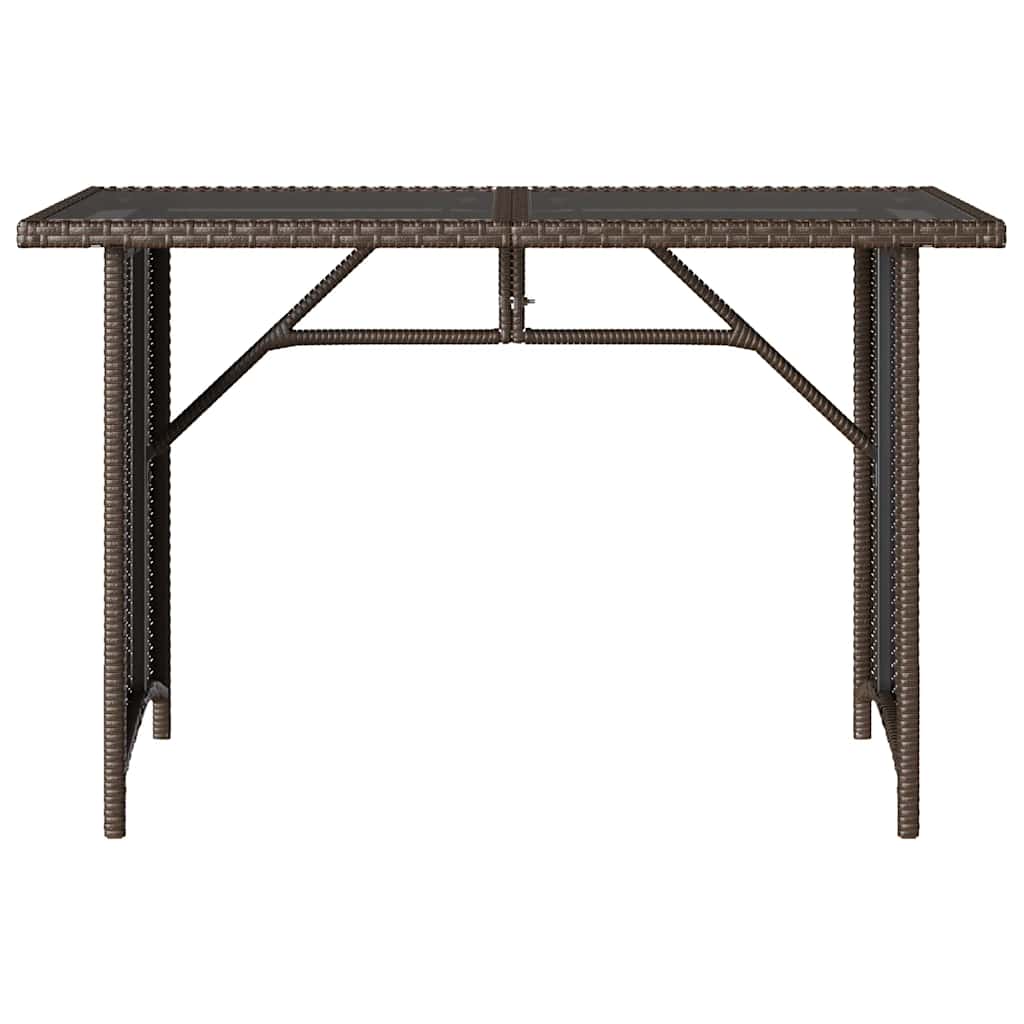 havebord med glastop 110x68x70 cm polyrattan brun