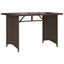 havebord med glastop 110x68x70 cm polyrattan brun