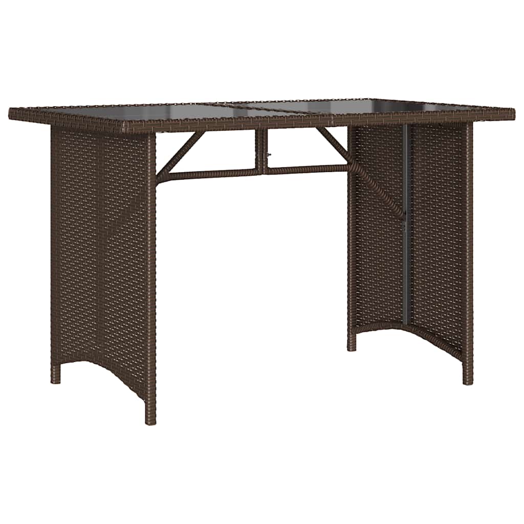 havebord med glastop 110x68x70 cm polyrattan brun