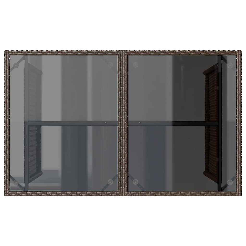 havebord med glastop 110x68x70 cm polyrattan brun