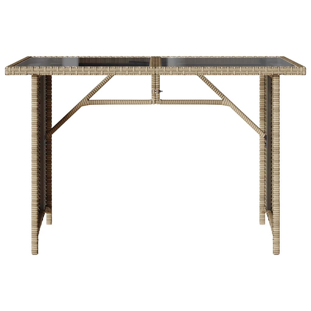 havebord med glastop 110x68x70 cm polyrattan beige