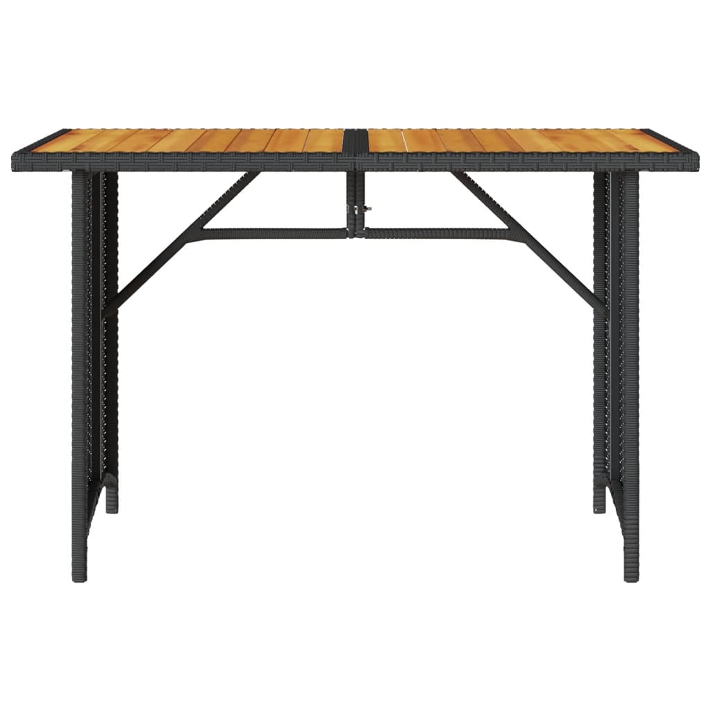 havebord med træplade 110x68x70 cm polyrattan sort